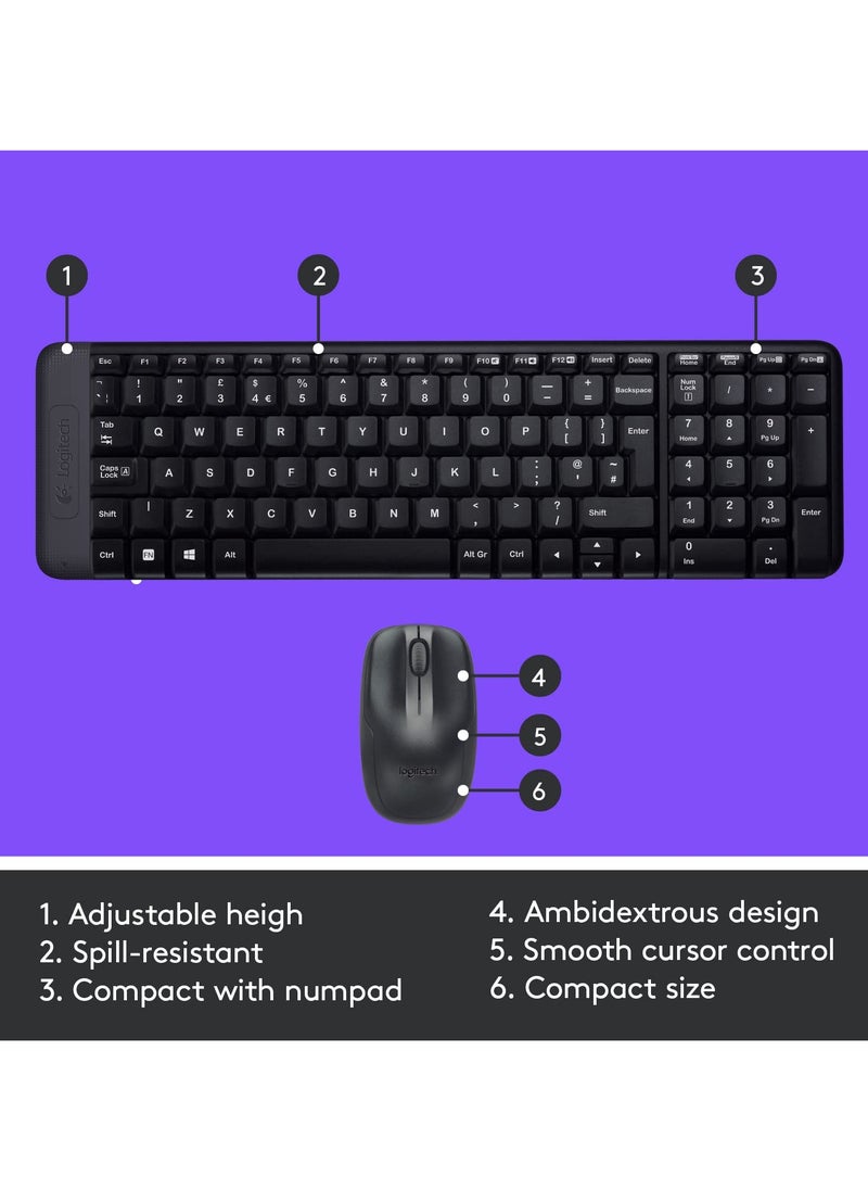 Logitech MK215 Wireless Keyboard and Mouse Combo, 2.4 GHz Wireless, 3 Years Warranty, Compact Design, 2-Year Battery Life(Keyboard),5 Month Battery Life(Mouse) PC/Laptop- Black