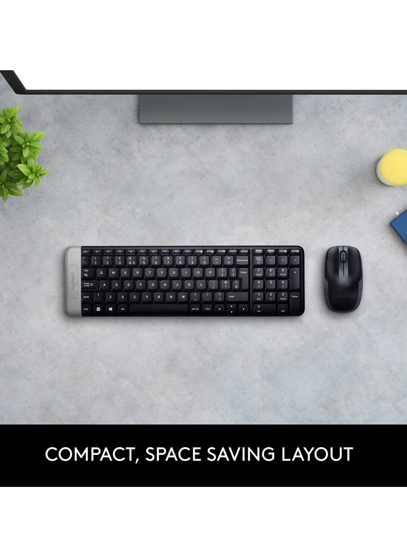 Logitech MK215 Wireless Keyboard and Mouse Combo, 2.4 GHz Wireless, 3 Years Warranty, Compact Design, 2-Year Battery Life(Keyboard),5 Month Battery Life(Mouse) PC/Laptop- Black