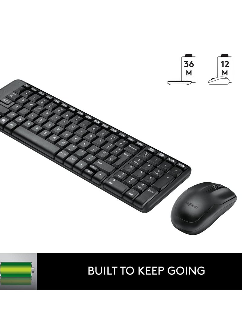 Logitech MK215 Wireless Keyboard and Mouse Combo, 2.4 GHz Wireless, 3 Years Warranty, Compact Design, 2-Year Battery Life(Keyboard),5 Month Battery Life(Mouse) PC/Laptop- Black