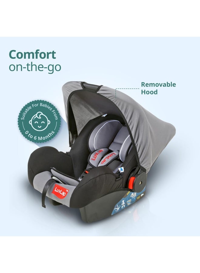Luvlap 4-in-1 Infant/Baby Car Seat & Carry Cot with Canopy, Convertible Car seat, 5-Point Safety Harness, Rocking & Feeding Chair, Baby Carry Cot, 0 to 15 Months & Weight Upto 13 Kgs (Grey) - Image 5