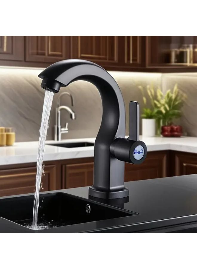Modern Single Hole Faucet Silvery Heavy Duty Zinc Alloy Ceramic Valve Quick Temperature Adjustment - Image 2