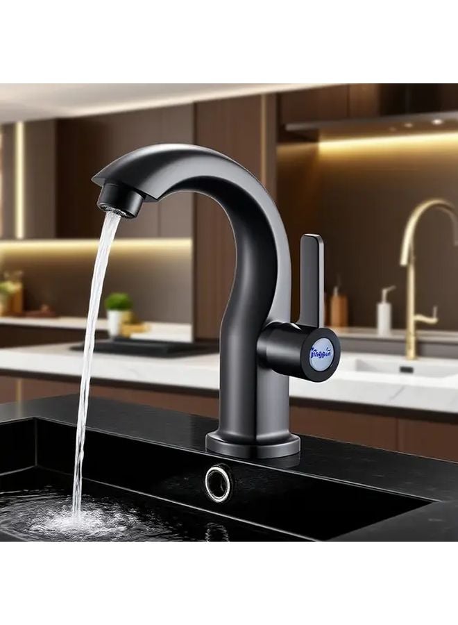 Modern Single Hole Faucet Silvery Heavy Duty Zinc Alloy Ceramic Valve Quick Temperature Adjustment - Image 3