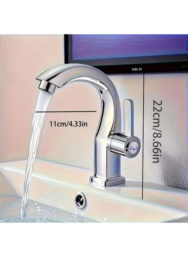 Modern Single Hole Faucet Silvery Heavy Duty Zinc Alloy Ceramic Valve Quick Temperature Adjustment - Image 4