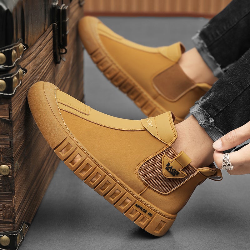Vintage Martin Boots Retro Workwear Motorcycle Boots British Style Slip-On Men'S Xuheng 5-Season Live Model Autumn Winter Mid-Cut Leather Surface - Image 2