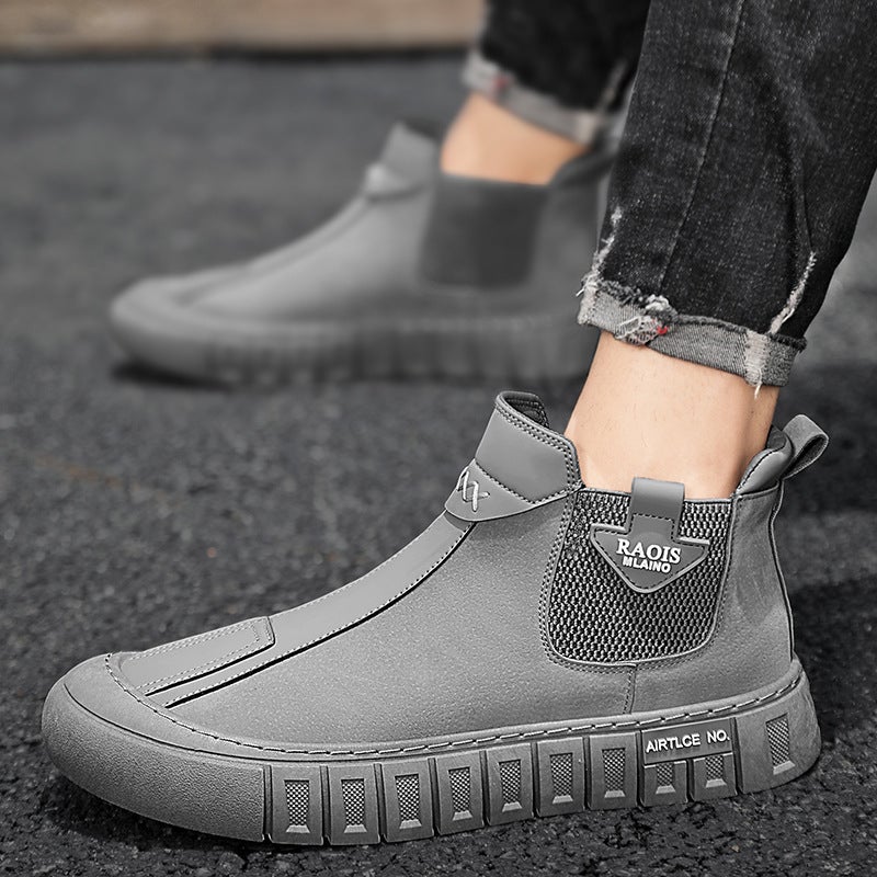 Vintage Martin Boots Retro Workwear Motorcycle Boots British Style Slip-On Men'S Xuheng 5-Season Live Model Autumn Winter Mid-Cut Leather Surface - Image 5