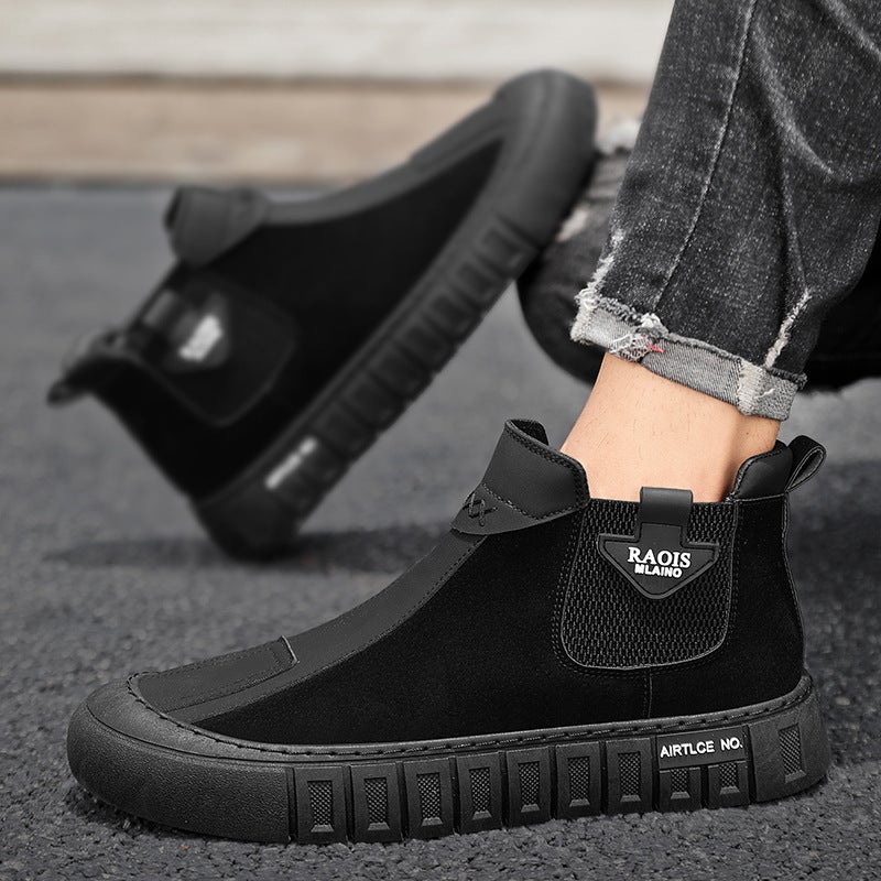 Vintage Martin Boots Retro Workwear Motorcycle Boots British Style Slip-On Men'S Xuheng 5-Season Live Model Autumn Winter Mid-Cut Leather Surface - Image 4