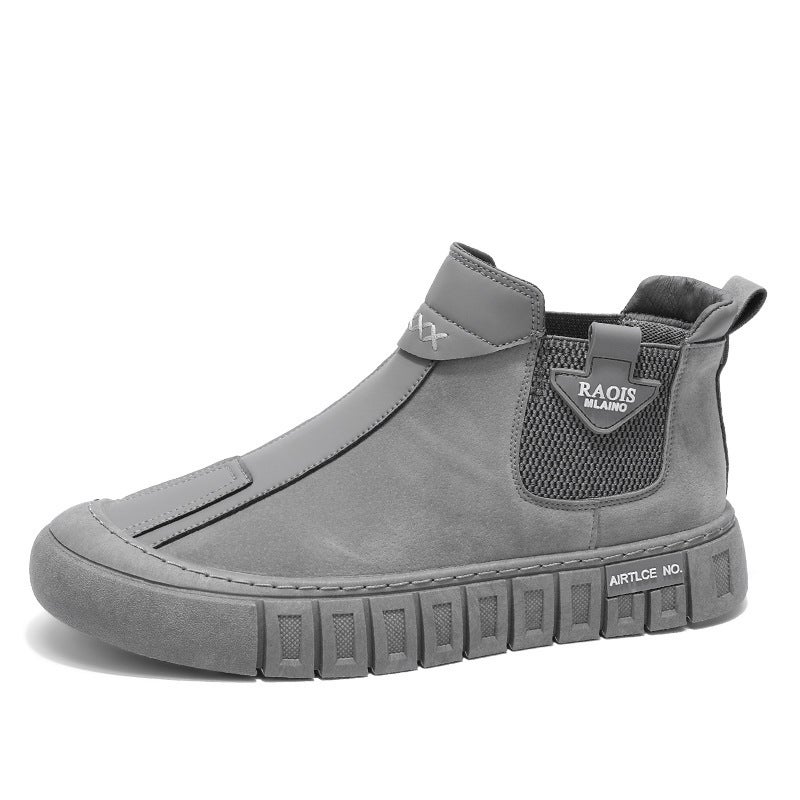 Vintage Martin Boots Retro Workwear Motorcycle Boots British Style Slip-On Men'S Xuheng 5-Season Live Model Autumn Winter Mid-Cut Leather Surface - Image 1