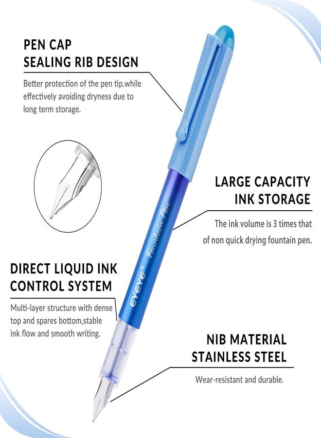 EYEYE Disposable Fountain Pens Medium Point, 8 Pack Assorted Colors, Stainless Steel Nib, Pens Smooth Writing for Sketching, Journaling, Calligraphy, Doodling and Gifts - Image 5