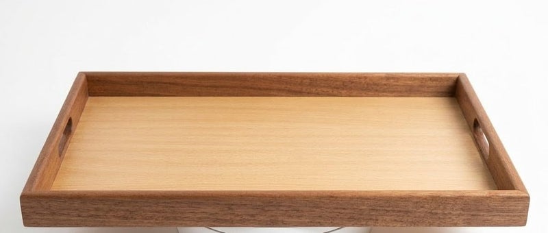 Serving Tray Wooden with Handles, Large Rectangular Breakfast Board 55 x 33 cm, Coffee Table Platter for Snacks, Tea and Bed