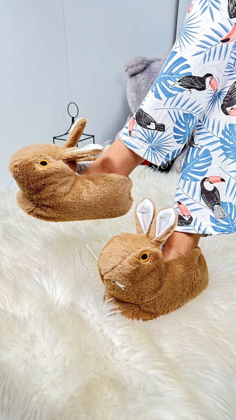 Nstil Women's Panduf Rabbit Figured Plush Home Boots Patterned Flat Sole Comfortable Lightweight 359 - Image 1