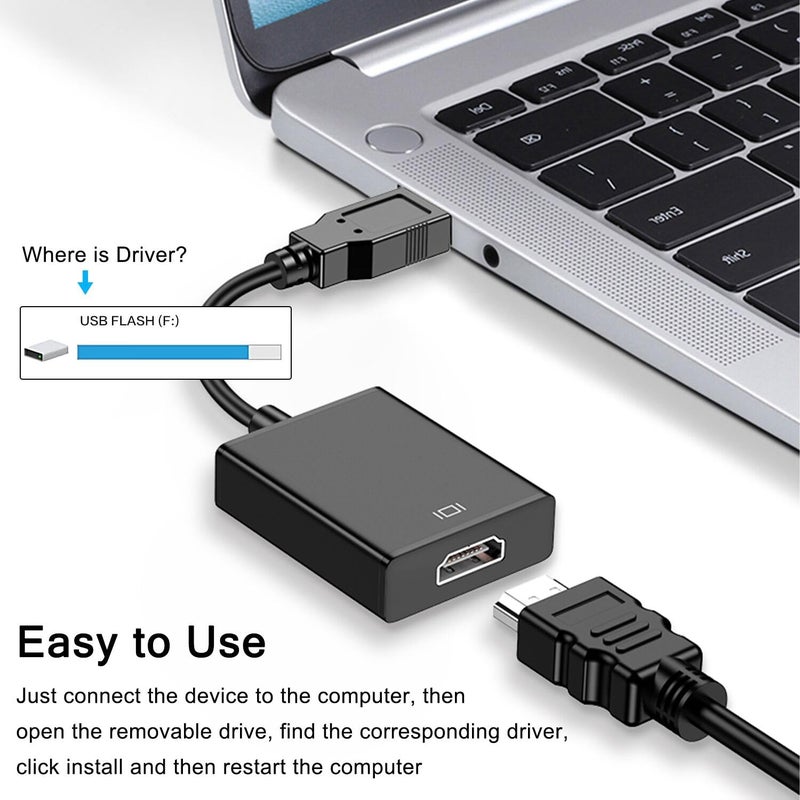 AKWOR USB to HDMI Adapter, USB 3.0 to HDMI 1080P Video Audio Converter Connect PC, Laptop to Monitor, Support Windows XP 7/8/8.1/10 - Image 4
