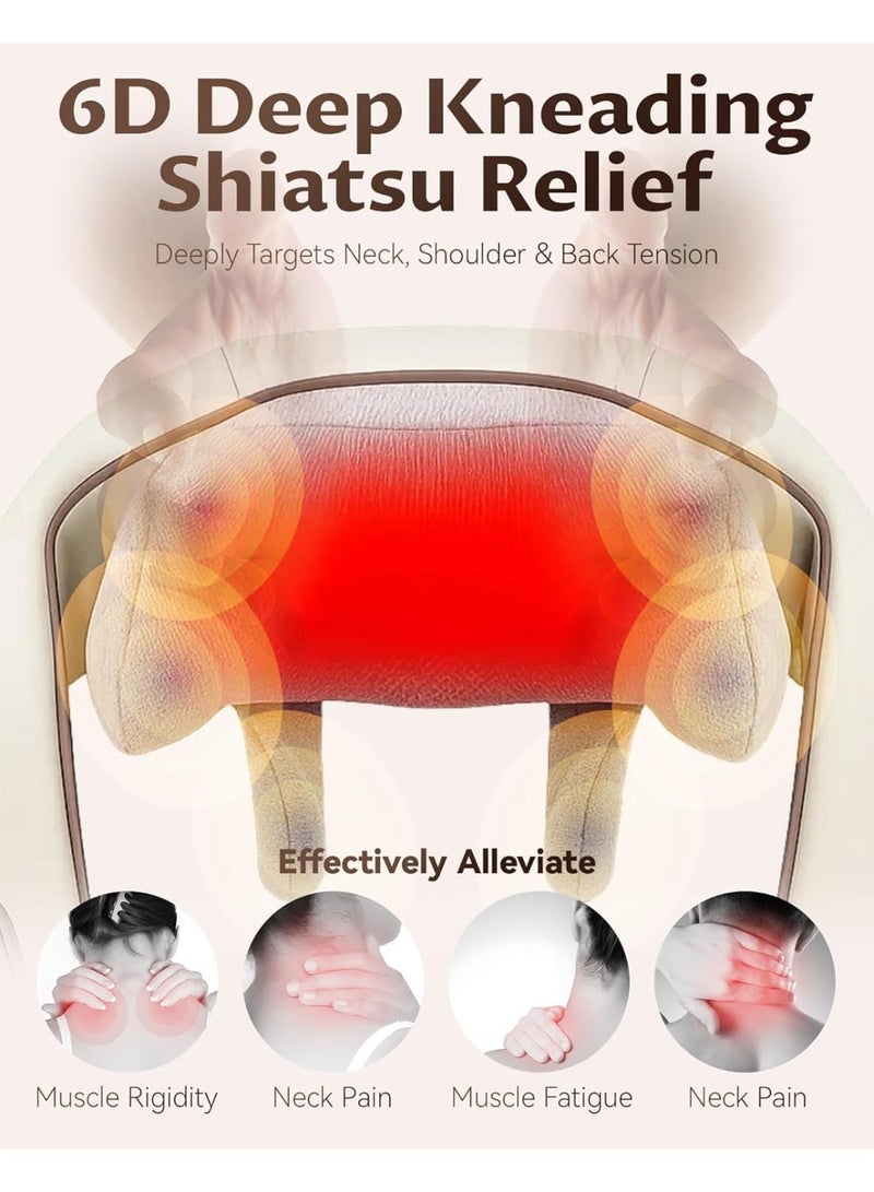 Electric Back Massager, Heated Shoulder Massager, Neck, Shoulder, Waist and Leg Massage Pillow, Pain Relief, Cordless Deep Tissue Kneading Massage, 6d Deep Tissue Kneading. - Image 4