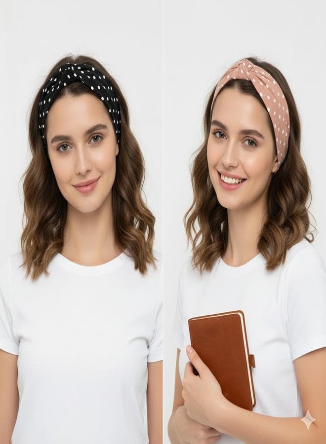 Richmen Boho Chic Tie-Dye Workout Hair Bands | Sweat-Proof Gym Fitness Soft Wide Head Band Running Yoga Sports Bandana for Girls Women (Multicolored Pack of 3) - Image 2