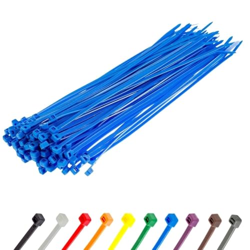 GTSE 12 Inch Blue Zip Ties, 100 Pack, 50lb Strength, UV Resistant Long Nylon Cable Ties, Self-Locking 12" Tie Wraps - Image 1