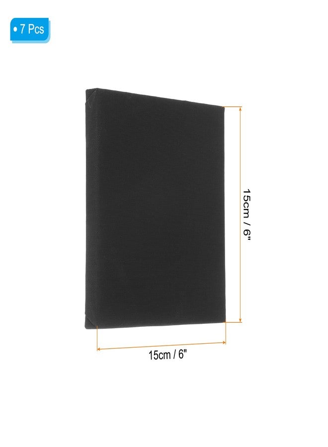 PATIKIL Black Stretched Canvas, 7 Pcs 6" x 6" Large Canvas for Painting Primed Cotton Blank Canvas for Acrylics Oil Watercolor Paints - Image 2