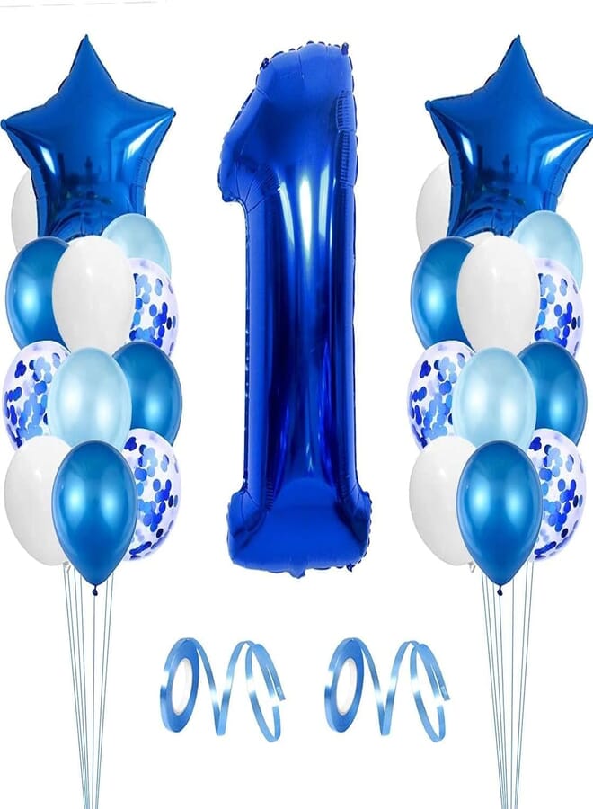 Secret 1st Birthday Decorations for Boys, Happy 1st Birthday Balloons, First Birthday Balloons, Number 1 Balloon Boys, 1st Blue Birthday Party Decorations for Party Baby Shower Communion christening