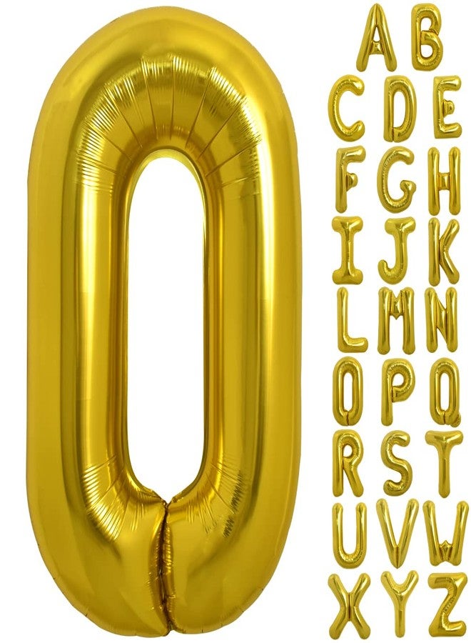 تونيفول بالونات تونيفول الذهبية الكبيرة على شكل حرف O مقاس 40 بوصة، بالونات هيليوم، بالونات مايلر كبيرة من رقائق الألومنيوم، مثالية لحفلات أعياد الميلاد والذكرى السنوية وعيد الحب، ولتزيين الحفلات. - Image 1