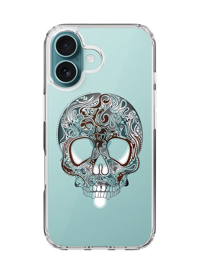 Stylizedd For iPhone 16 Case [Compatible with MagSafe] Slim Magnetic cover Clear Phone Case - Skully Tattoo - Image 1