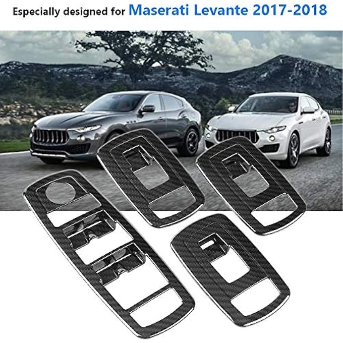 ريحني 4 قطع غطاء زر رفع نافذة السيارة ملحقات داخلية من ألياف الكربون ABS كروم غطاء مفتاح نافذة السيارة لسيارة ليفانتي 2017 2018 - Image 3