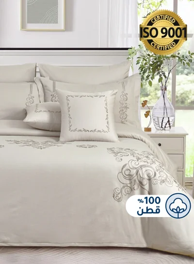 Master Home Textile MASTER Cotton Embroidery Comforter Sets, Fits 200 x 200 cm Double Size Bed, 9 Pcs King Size, 200 TC Cotton