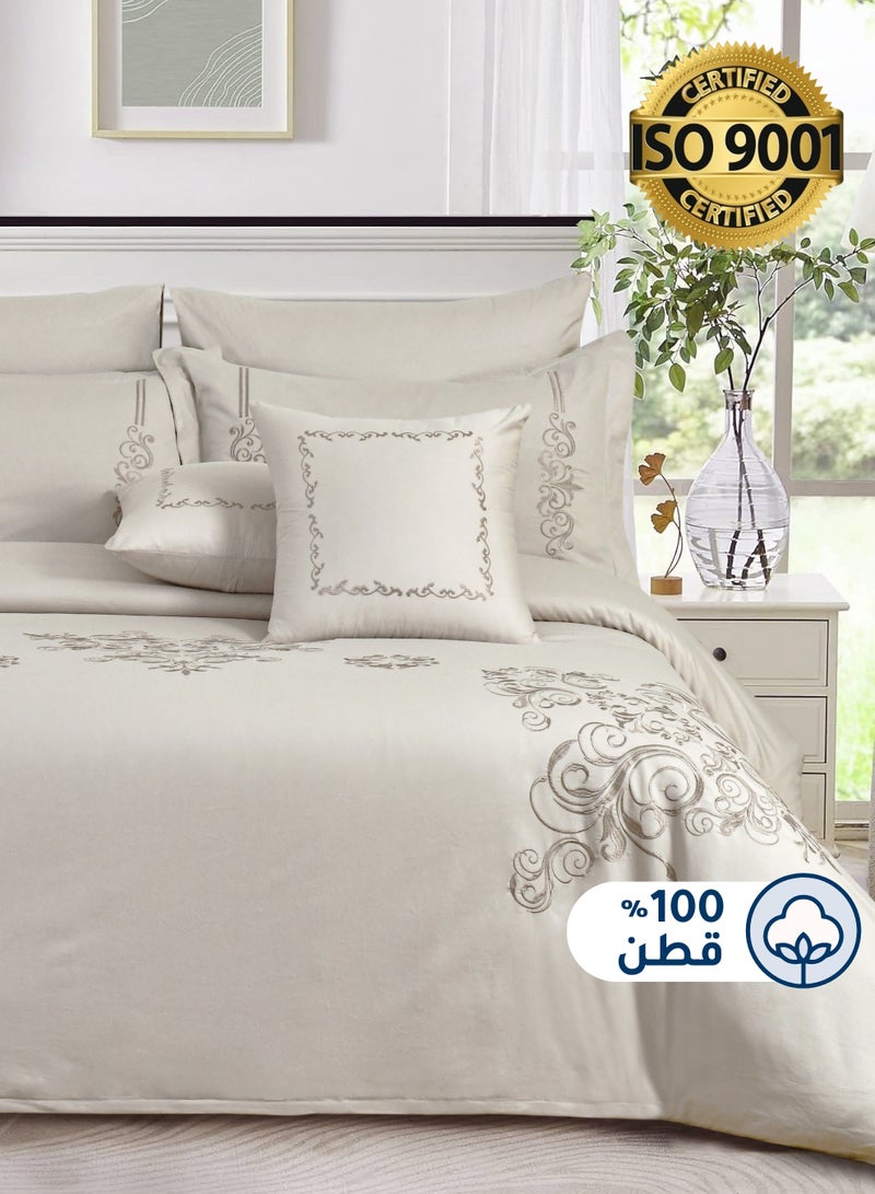 Master Home Textile MASTER Cotton Embroidery Comforter Sets, Fits 200 x 200 cm Double Size Bed, 9 Pcs King Size, 200 TC Cotton - Image 1