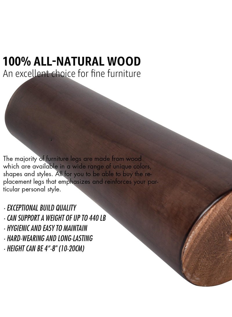 SYOSI Wooden Furniture Legs, 4PCS Soild Wood Oblique Tapered Walnut Replacement Feet, Mounting Plate for Couch Sofa Cabinet TV Stand Armchair, 4 inch / 10cm - Image 3