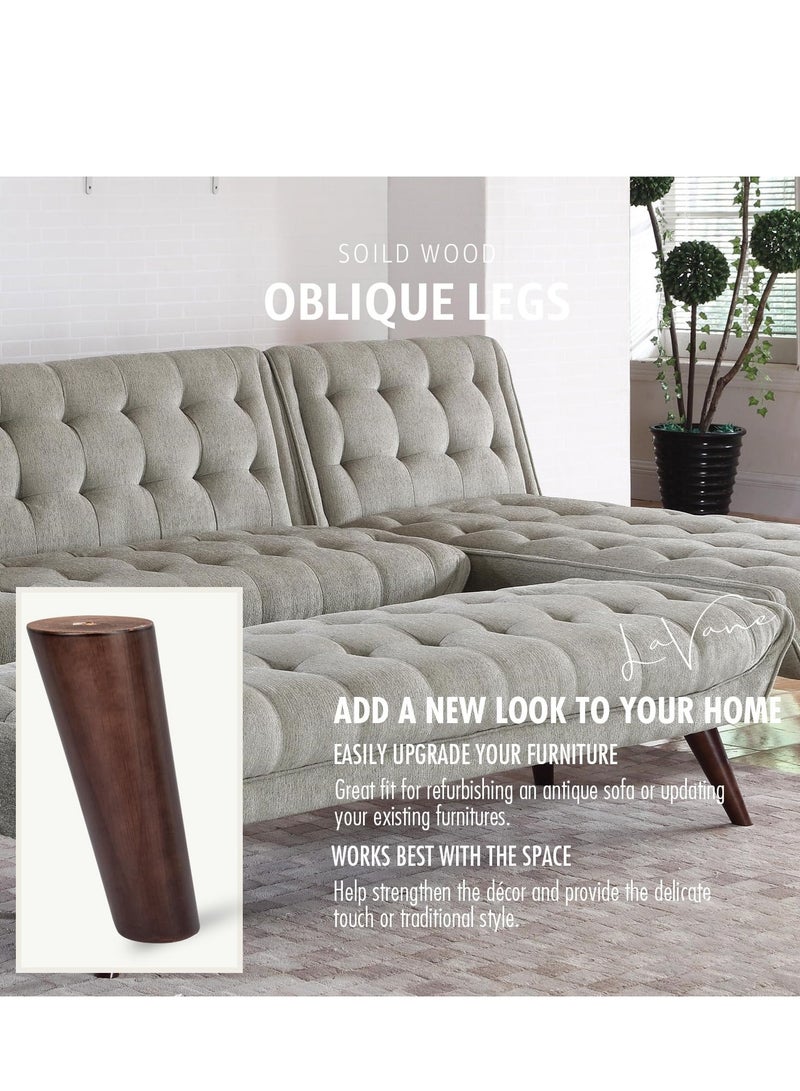 SYOSI Wooden Furniture Legs, 4PCS Soild Wood Oblique Tapered Walnut Replacement Feet, Mounting Plate for Couch Sofa Cabinet TV Stand Armchair, 4 inch / 10cm - Image 2