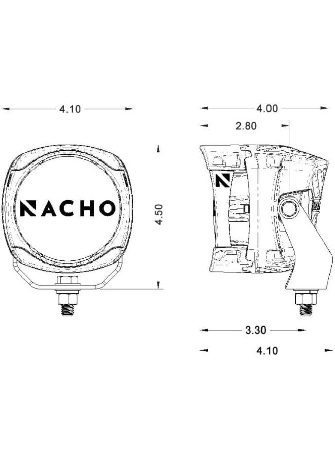NACHO Quatro Flood Beam Off Road LED Light. 4 Inch 60w Round Lights (Set of 2)
