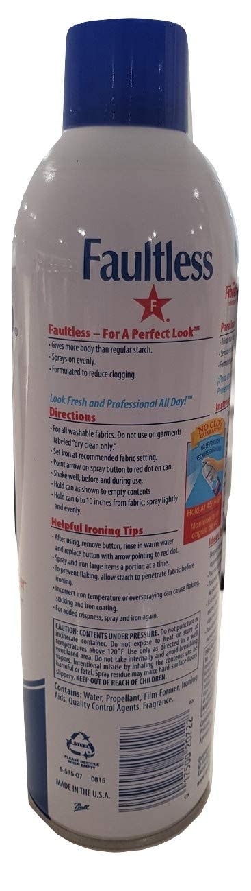 Faultless Heavy Ironing Spray Starch 567g, Gives Stiff and Crisp Finish, Wrinkle-Free, Dry Cleaner Results at Home, Odor-Neutralizing, Easy Iron Aid, Imported from USA - Image 3
