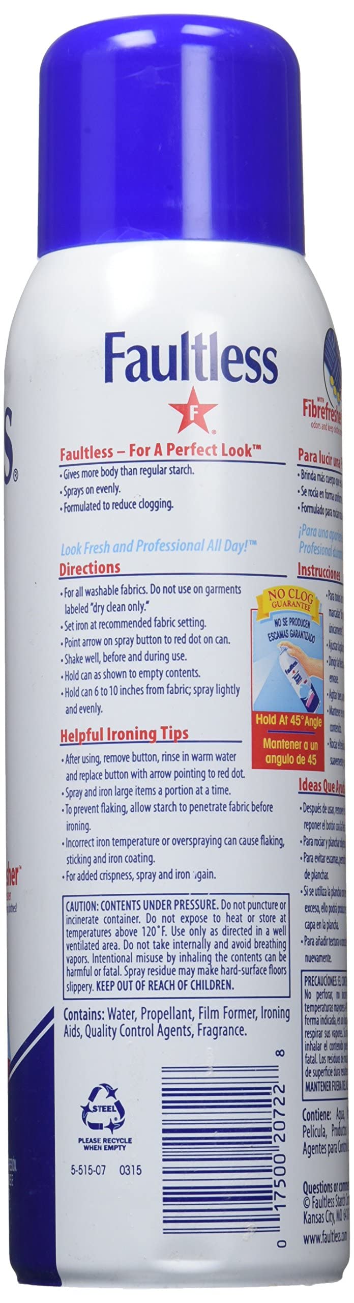 Faultless Heavy Ironing Spray Starch 567g, Gives Stiff and Crisp Finish, Wrinkle-Free, Dry Cleaner Results at Home, Odor-Neutralizing, Easy Iron Aid, Imported from USA - Image 2