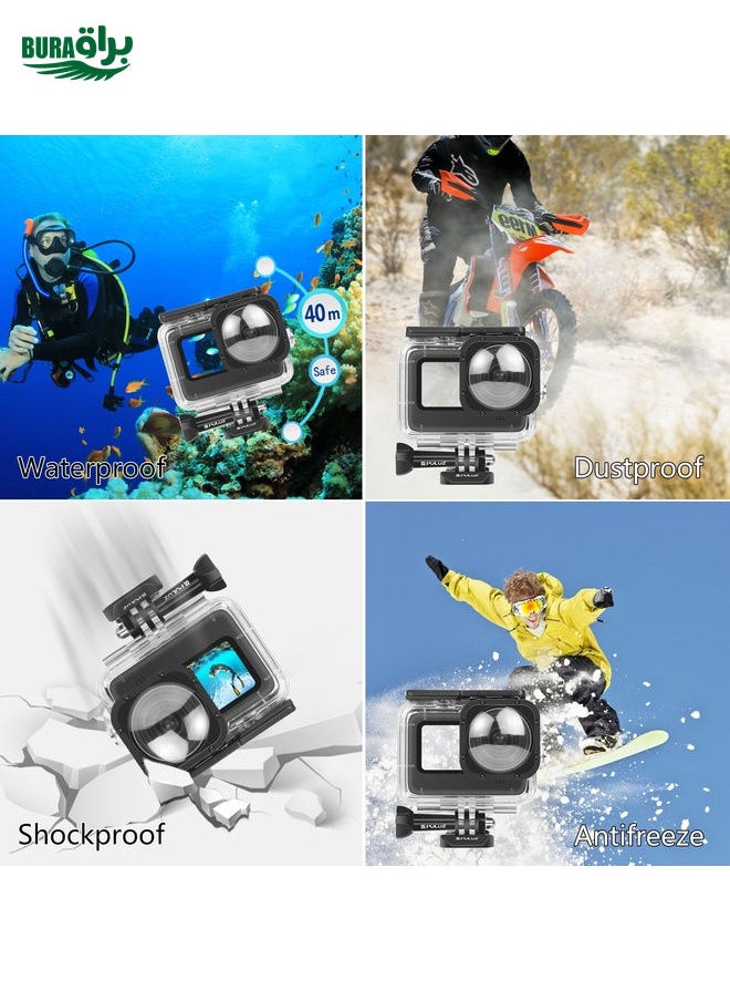 BURAQ PULUZ 40m Waterproof Housing Protective Case with Buckle Basic Mount & Screw for GoPro HERO12 Black /11 Black /11 Black Mini /10 Black /9 Black Max Lens Mod(Transparent)  - Image 5