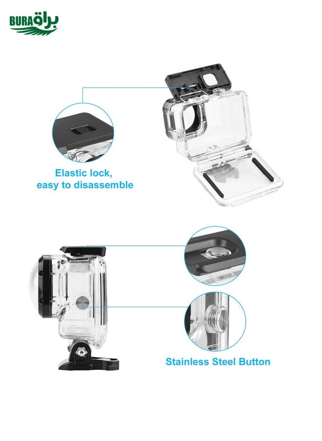 BURAQ PULUZ 40m Waterproof Housing Protective Case with Buckle Basic Mount & Screw for GoPro HERO12 Black /11 Black /11 Black Mini /10 Black /9 Black Max Lens Mod(Transparent)  - Image 2