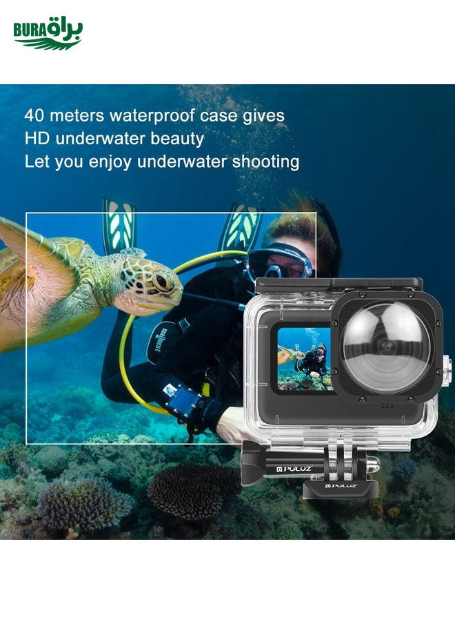BURAQ PULUZ 40m Waterproof Housing Protective Case with Buckle Basic Mount & Screw for GoPro HERO12 Black /11 Black /11 Black Mini /10 Black /9 Black Max Lens Mod(Transparent)  - Image 4