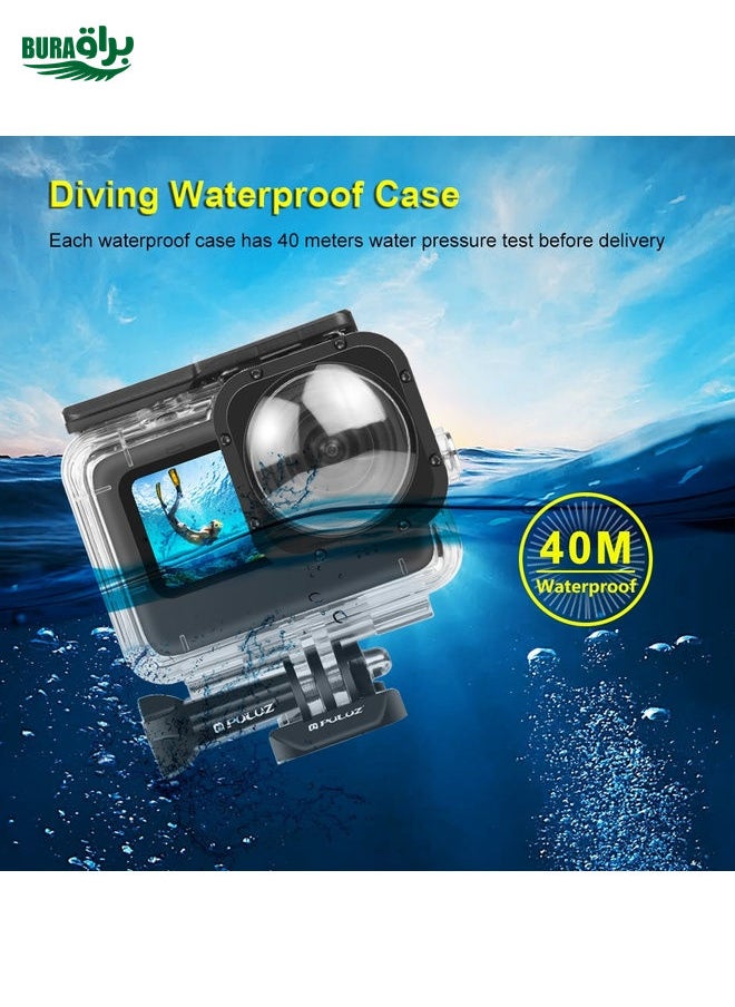 BURAQ PULUZ 40m Waterproof Housing Protective Case with Buckle Basic Mount & Screw for GoPro HERO12 Black /11 Black /11 Black Mini /10 Black /9 Black Max Lens Mod(Transparent)  - Image 3