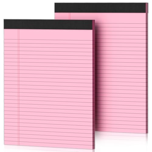 Nichela 2 Pcs Legal Pads 8.5 x 11 Pink Note Pads 8.5 x 11 Notepad 8.5 x 11 Micro Perforated Writing Pads 8.5 x 11 Lined Paper Pads Wide Ruled Pad of Paper 30 Sheets Notebook for Study, To-Do Lists, Office - Image 1