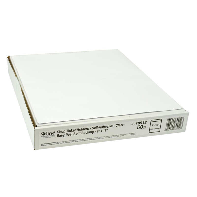 C-Line Self-Adhesive Shop Ticket Holders, Super Heavy, 50 Sheets, 9 X 12, 50/box - Image 1