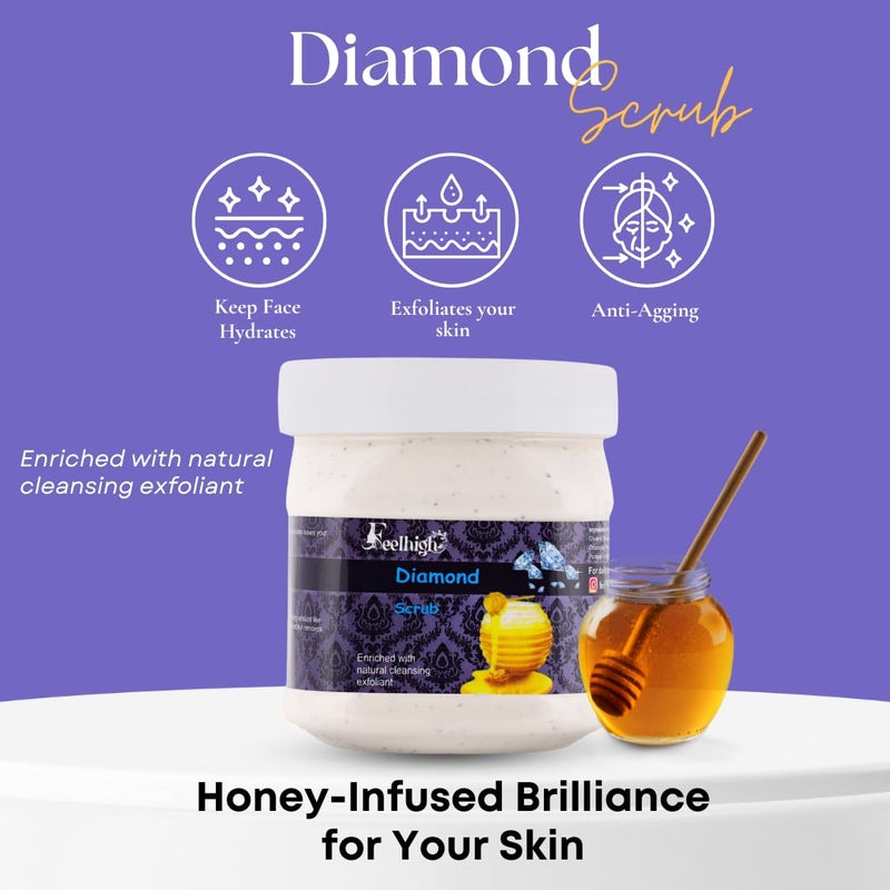 FEELHIGH Combo Neem Face Scrub 500ml with Natural Neem Extract  Diamond Face Scrub 500ml with Honey Extract  Pack of 2 for Men and Women Facial Kit - Image 3