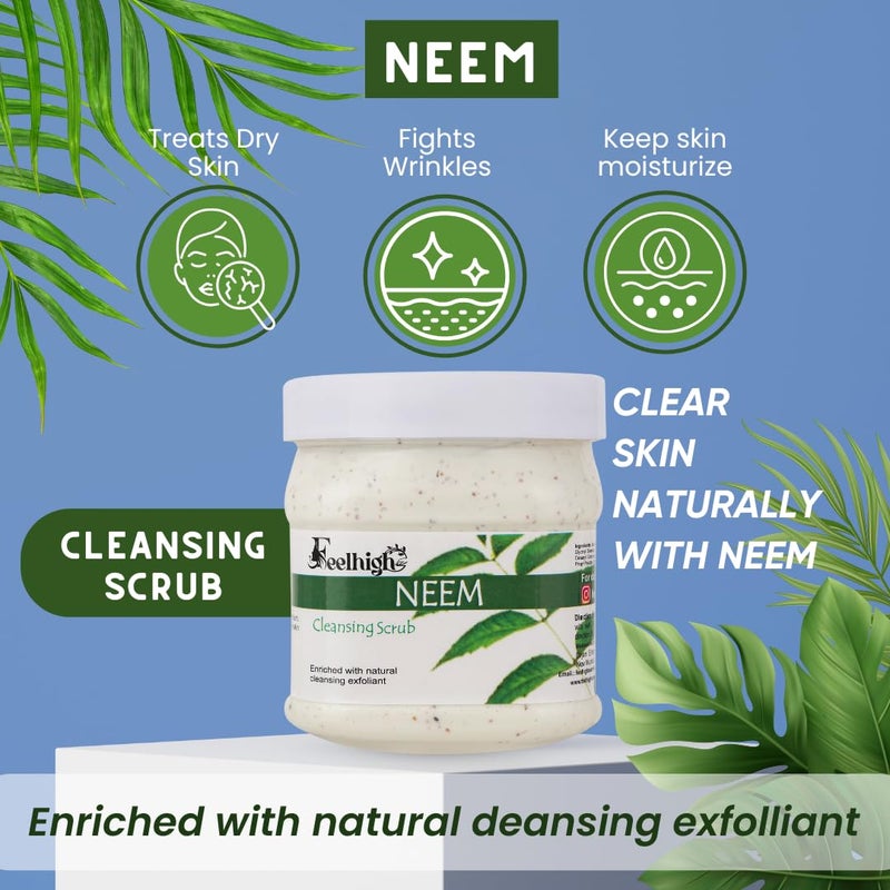 FEELHIGH Combo Neem Face Scrub 500ml with Natural Neem Extract  Diamond Face Scrub 500ml with Honey Extract  Pack of 2 for Men and Women Facial Kit - Image 2