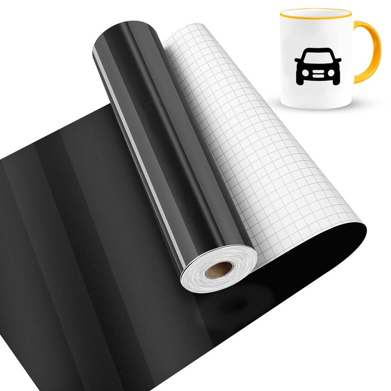 Lya Vinyl Permanent Vinyl for Cricut Glossy Black 12 x 40Ft Permanent Self Adhesive Cricut Vinyl Sheet for CRIcut Silhouette Cameo Vinyl Roll for Craft Cutter