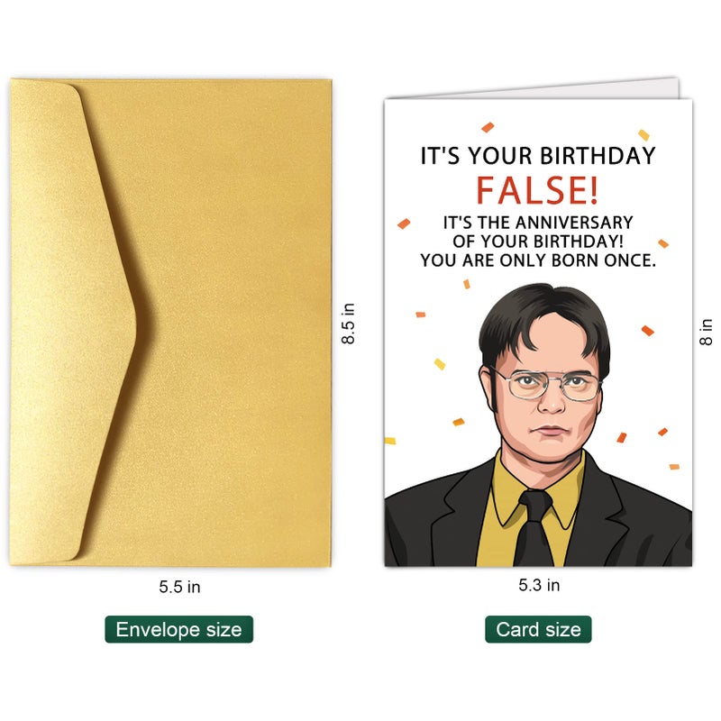 Chenive Funny Office Birthday Card, Dwight Schrute Birthday Card, Bday Greeting Card, It is Your Birthday False - Image 2