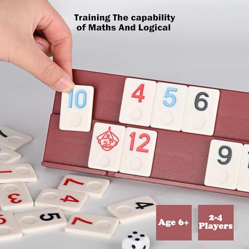 Doublefan Rummy Cube 4 Player Edition, 106 Rummy Cube Game Set with with 4 Plastic Racks in Portable Aluminum Case, Classic Board Game for Adults and - Image 3