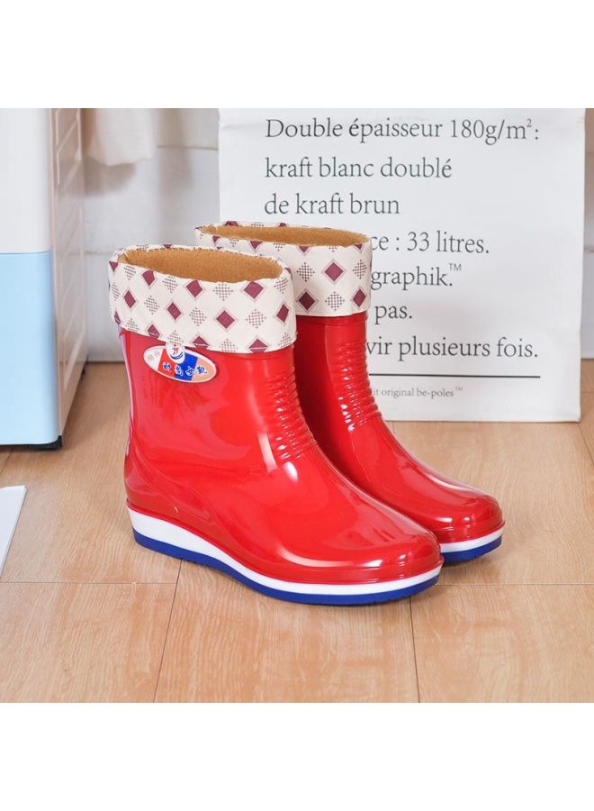 Women's Flat Low Adult Mid-calf Rain Boots Women's Fleece-lined Short Fashion Summer Water Boots Women's Non-slip Rain Boots Women's Waterproof Shoes