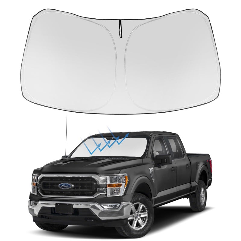Proadsy 2025 Upgrade Windshield Sun Shade Custom Fit Ford F150 F150 20212024 2025 4Layer Foldable Front Sunshade Protector Sun Visor Blocks UV Rays Keep Car Cooler