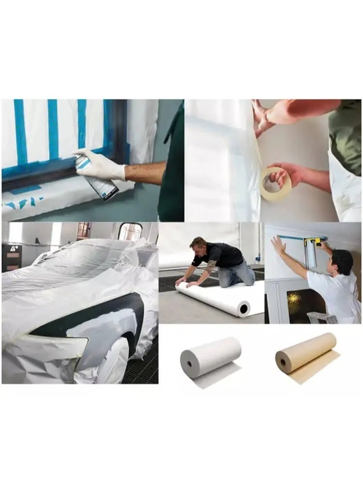 DATO White Masking Paper Roll for Automotive Painting – 90cm x 200m, 40gsm, Dust-Free, Overspray Resistant, Ideal for Spray Booth Use - Image 3