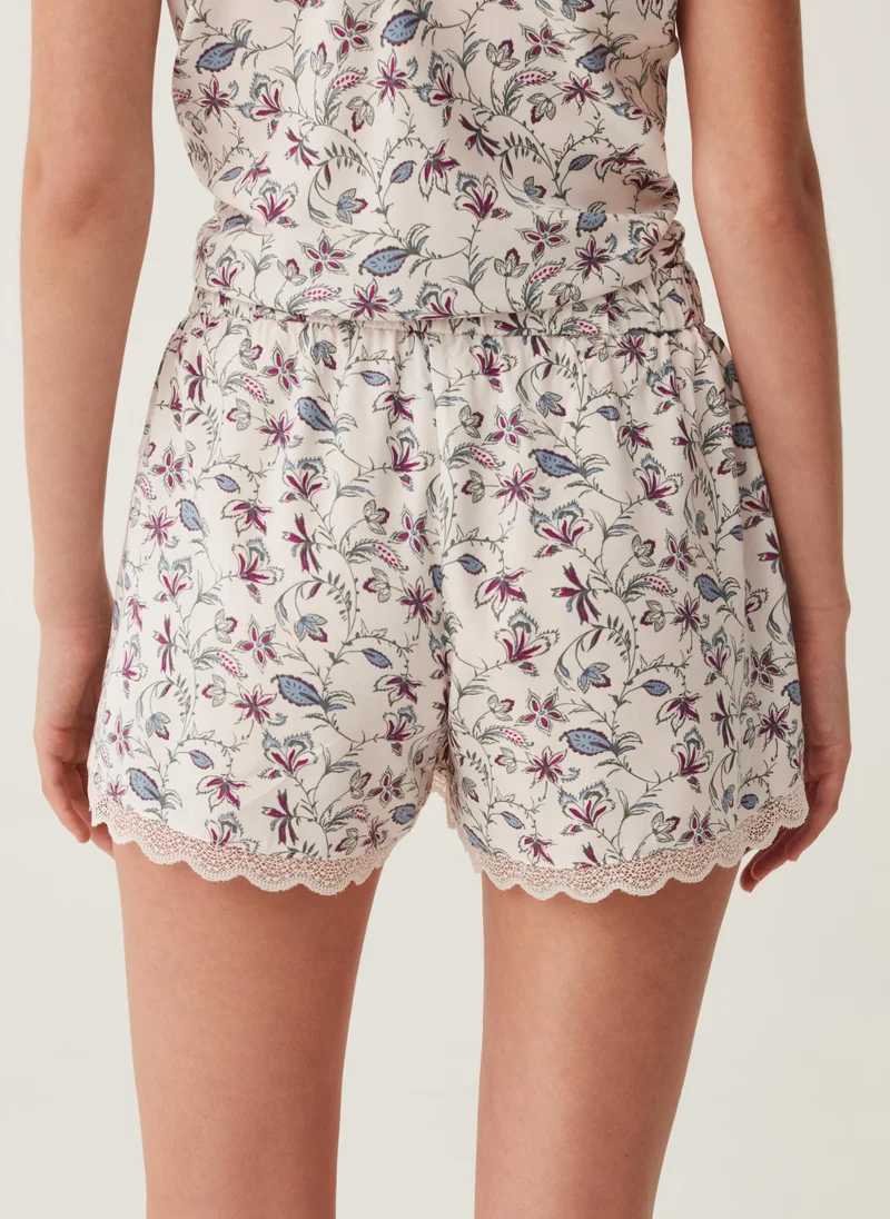 Ovs Ovs Floral Pyjama Shorts With Lace