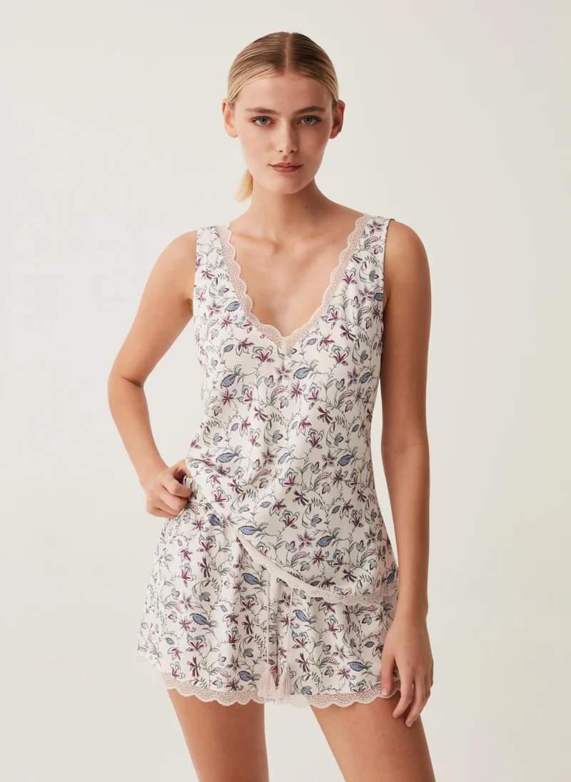 Ovs Ovs Floral Pyjama Shorts With Lace