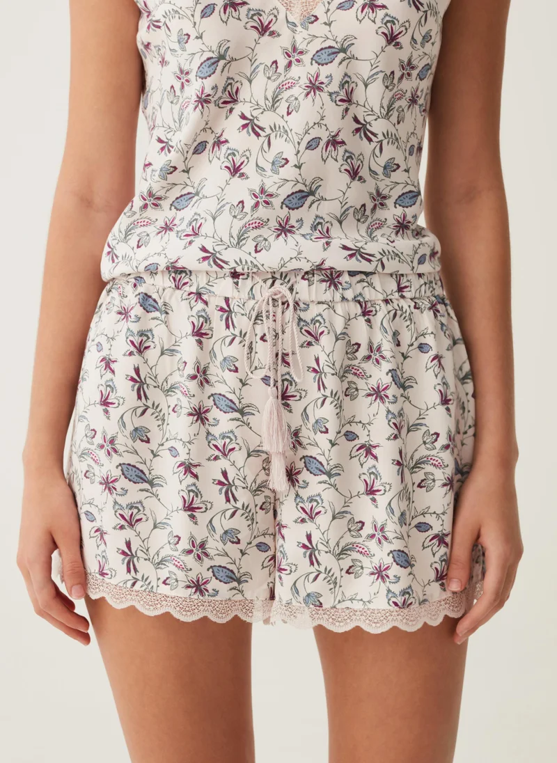 Ovs Ovs Floral Pyjama Shorts With Lace