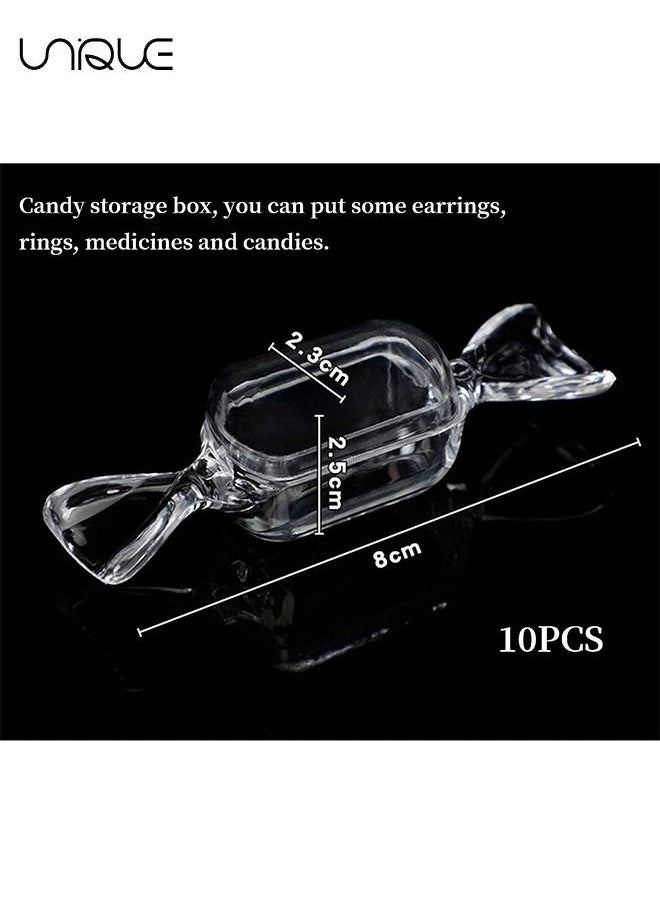 Unique Candy Shaped Storage Box- 10 Pcs Mini Candy Shape Clear Jewelry Storage Case Transparent MakeUp Earrings Travel Storage Container Organizer  - Image 2