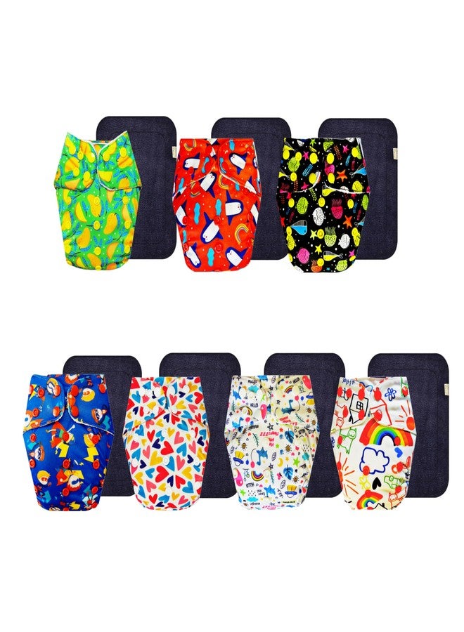 Dumbledo Premium Cloth Diaper with Black Insert (Pack of 7) | Soft & Gentle | Breathable | Adjustable Snaps | Designed by Moms | 3 Months - 3 Years | Unisex Baby - Image 1