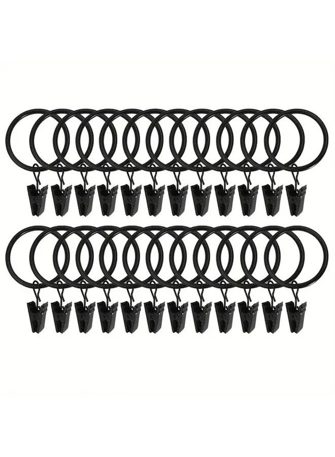 12 Pack Golden Metal Curtain Rings With Clips Rust Proof Vintage Decorative Pole Hooks - Image 2